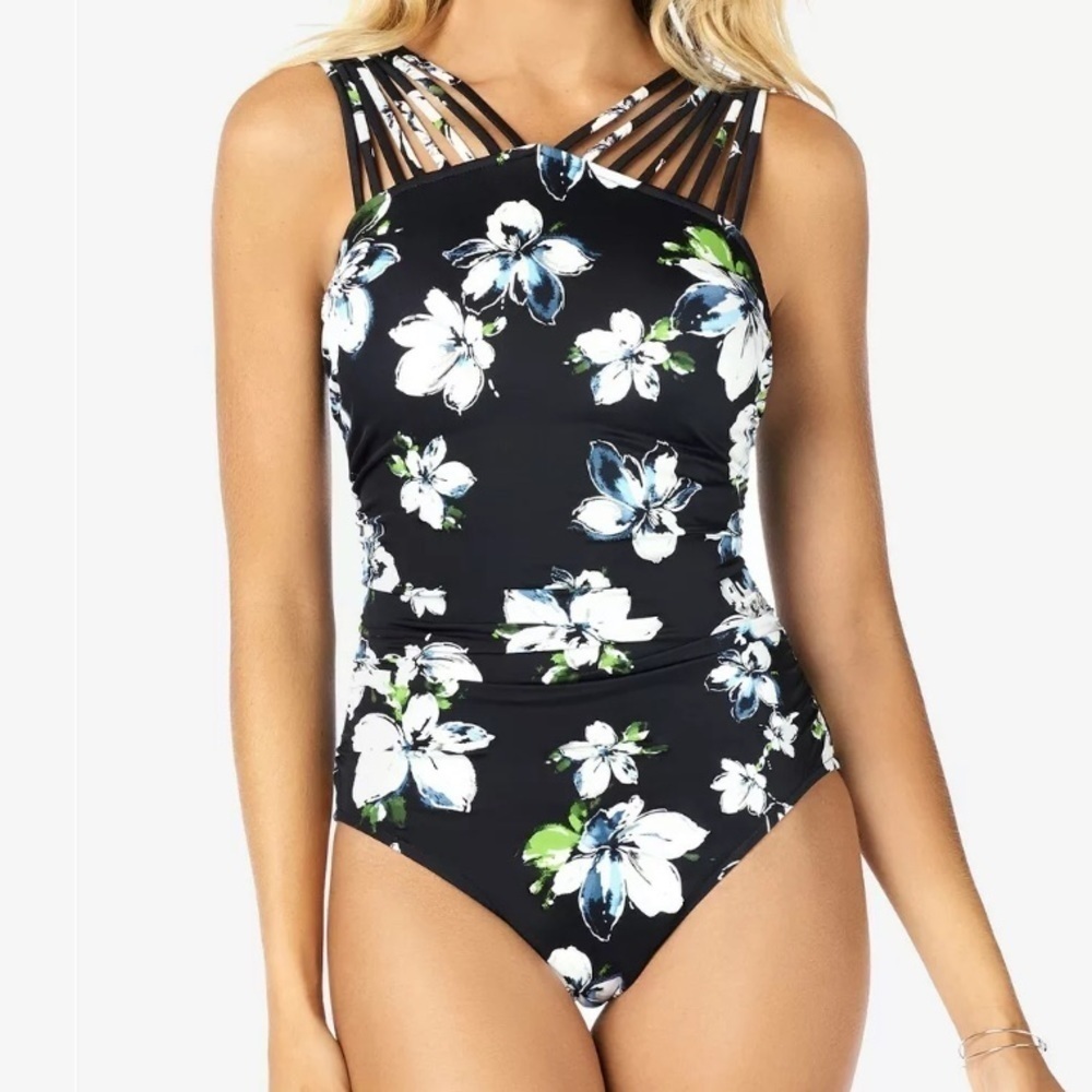 SWIM Solutions Strappy Floral One Piece Swimsuit